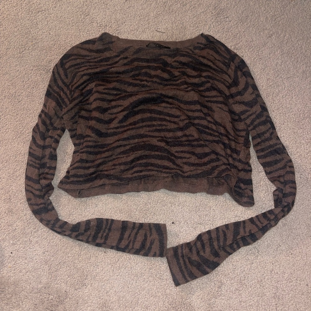 Brown & Black Zebra Patterned Sweater